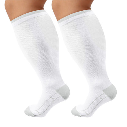 Plus Size Classic Solid Compression Socks(4 Pairs) - White - 4XL - image 7