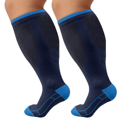 Plus Size Classic Solid Compression Socks(4 Pairs) - Navy Blue - 4XL - image 9