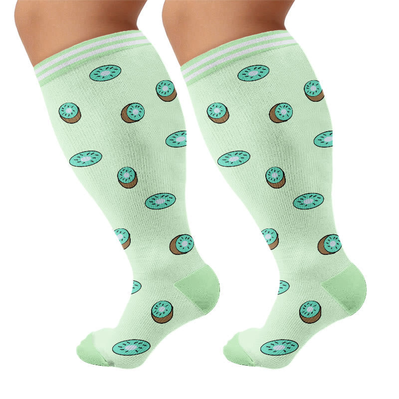Plus Size Fruity Fun Compression Socks - Kiwi - 4XL - image 6