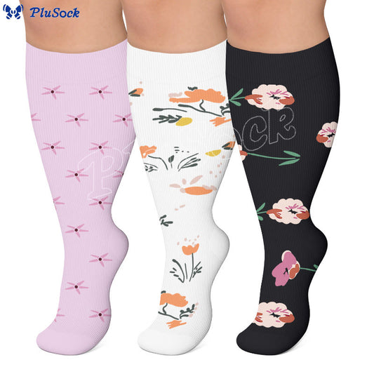 Plus Size Elegant Floral Compression Socks - image 0