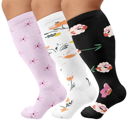 Plus Size Elegant Floral Compression Socks - image 1