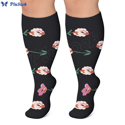 Plus Size Elegant Floral Compression Socks(3 Pairs) - image 3