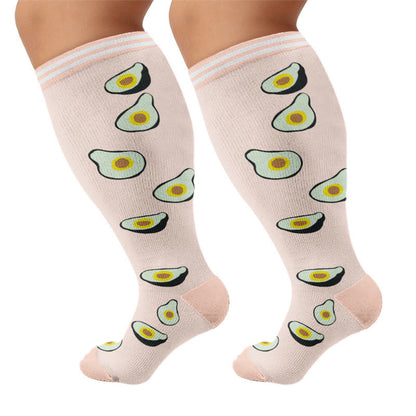 Plus Size Fruity Fun Compression Socks - Avocado - 4XL - image 8
