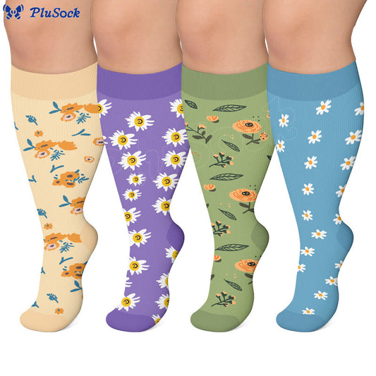 Plus Size Vintage Inspired Floral Compression Socks - image 0