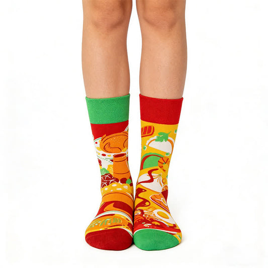 Colorful Food Print Quarter Socks - Orange - EU36-43(US3-9) - image 0