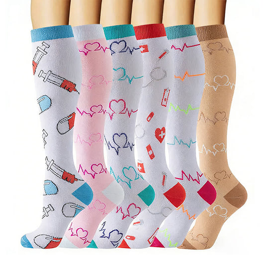 Healthcare Themed Compression Socks(6 Pairs) - Multicolor - L/XL - image 0