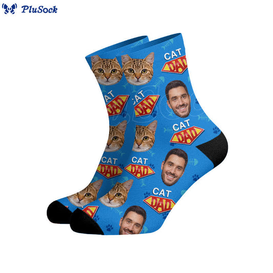 Cat Dad Custom Cat Face Socks - image 0