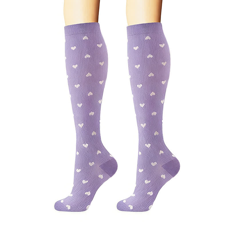 Stripes Polka Dot Solid Color Compression Socks(6 Pairs) - image 4