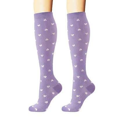 Stripes Polka Dot Solid Color Compression Socks(6 Pairs) - image 4