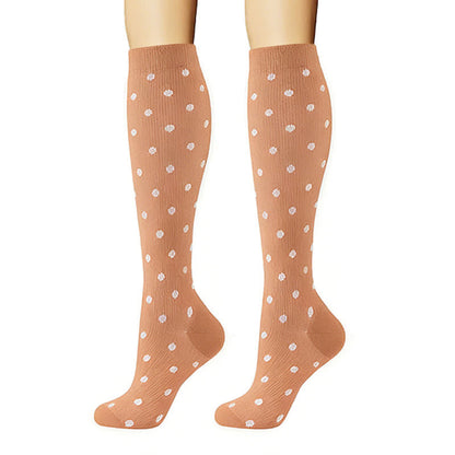 Stripes Polka Dot Solid Color Compression Socks(6 Pairs) - image 2
