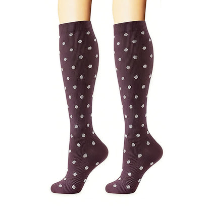 Stripes Polka Dot Solid Color Compression Socks(6 Pairs) - image 5