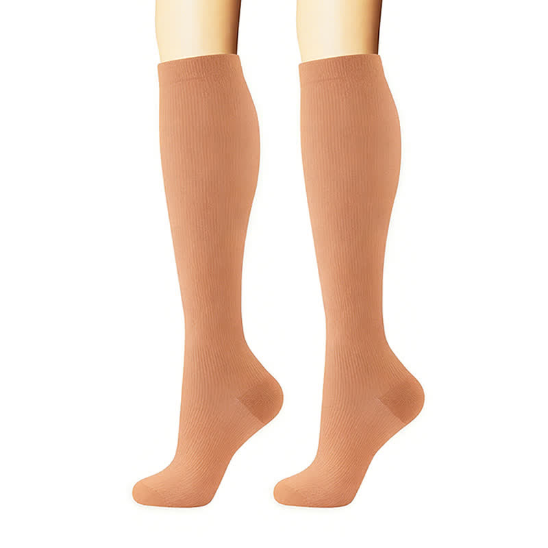 Stripes Polka Dot Solid Color Compression Socks(6 Pairs) - image 1