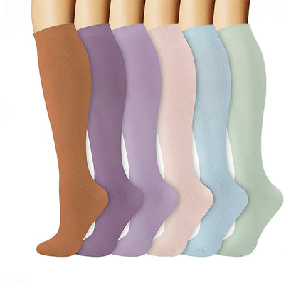 Clean Soft Solid Color Compression Socks(6 Pairs) - Multicolor - L/XL - image 0