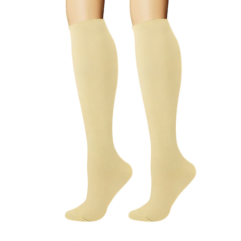 Pastel Solid Minimal Style Compression Socks(6 Pairs) - image 1