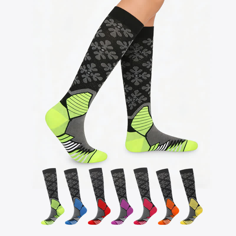 Snowflake Print Compression Socks(5 Pairs） - Multicolor - S/M - image 0