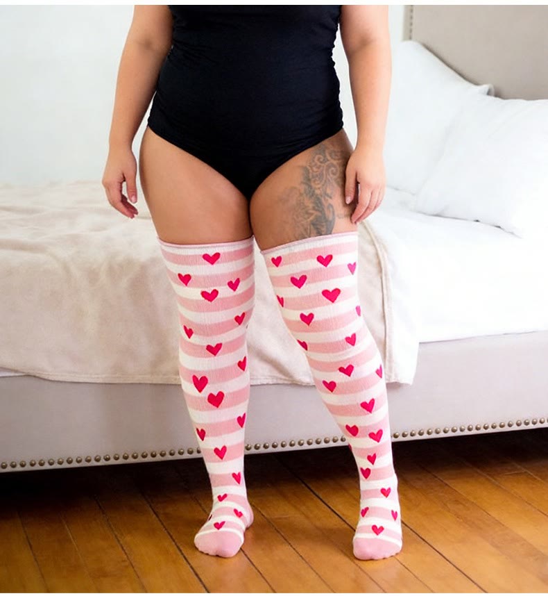 Polka Dots Heart Striped Thigh High Socks - image 3