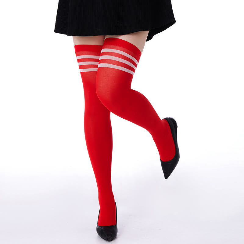 Three Bar Stripes Thigh High Socks(2 Pairs) - image 5