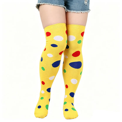 Polka Dot Thigh High Socks(3 Pairs) - Yellow - One Size - image 7