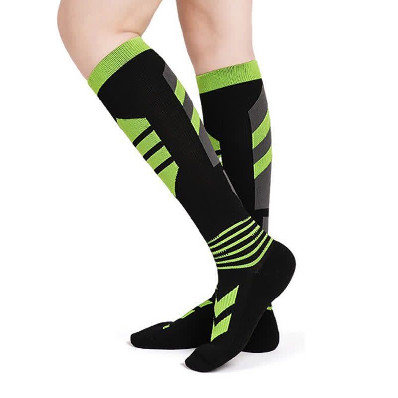 Colorful Breathable Compression Socks - Green - S/M - image 3