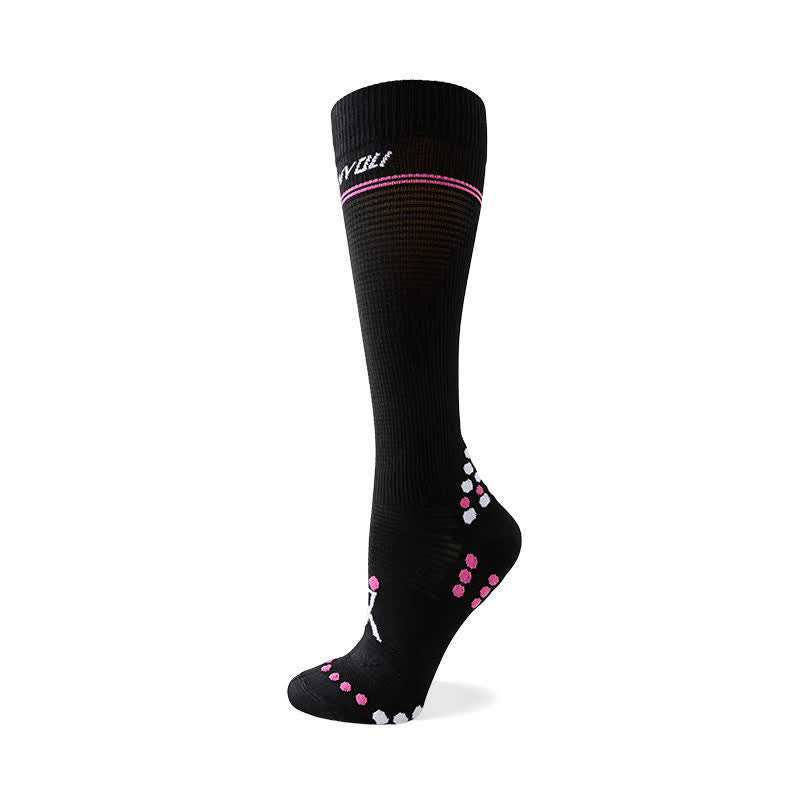 Waffle Mesh Knee High Compression Socks - Black - EU36-42(US3-8.5) - image 1