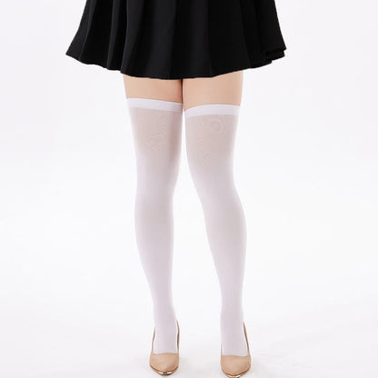 Solid Color Shaping Thigh High Socks(2 Pairs) - White - One Size - image 8