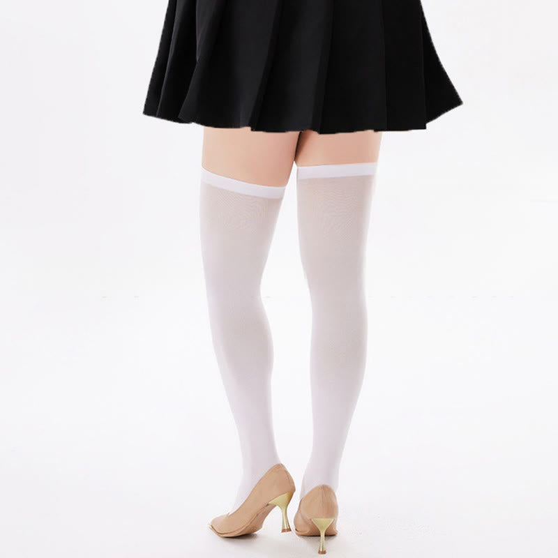 Solid Color Shaping Thigh High Socks(2 Pairs) - image 9