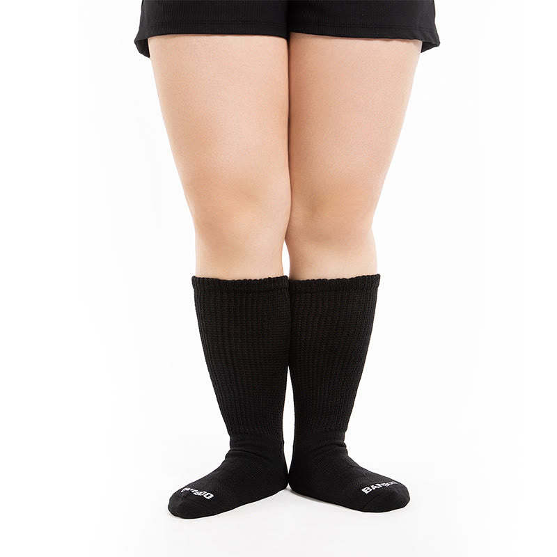 Plus Size Bamboo Solid Color Knee High Socks(3 Pairs) - image 1