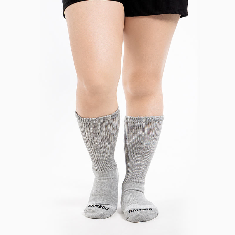 Plus Size Bamboo Solid Color Knee High Socks(3 Pairs) - image 4