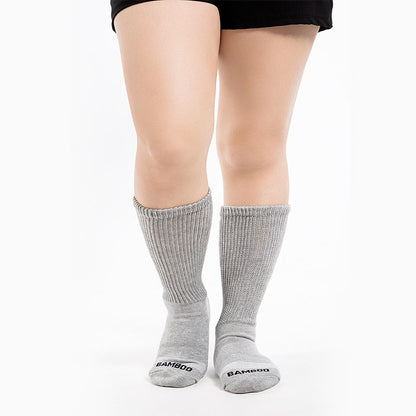 Plus Size Bamboo Solid Color Knee High Socks(3 Pairs) - image 4