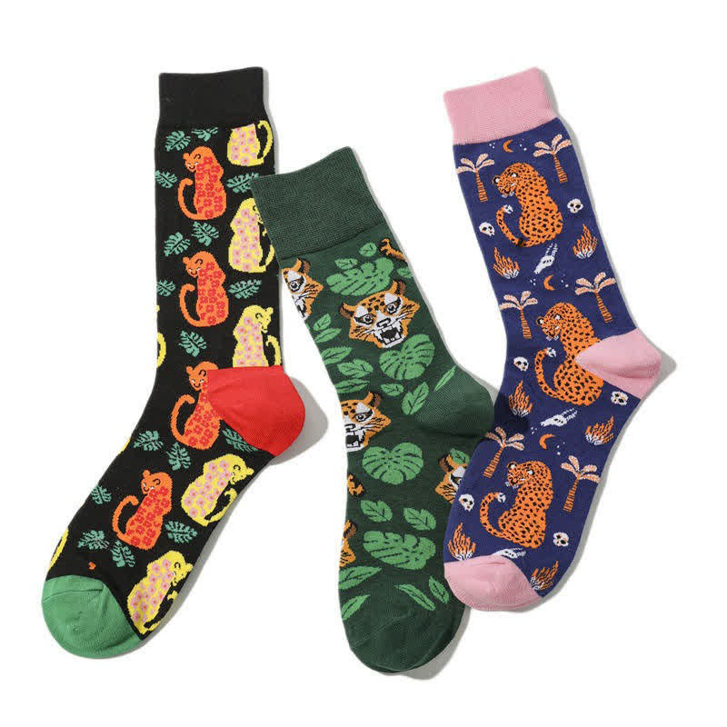 Forest Leopard Print Quarter Socks(3 Pairs) - image 1