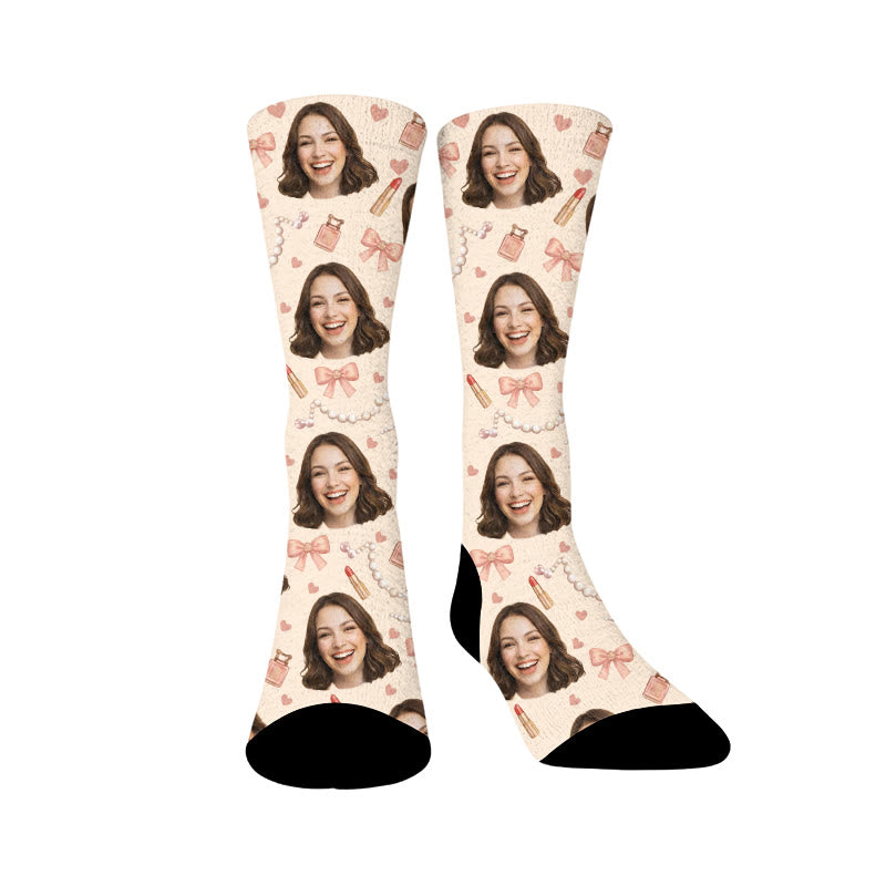 Lipstick Necklace Custom Face Socks - Sample - EU37-44(US4-10) - image 1