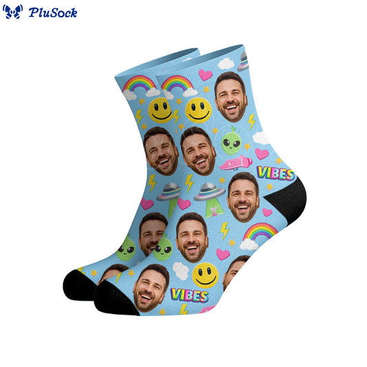 Alien Pattern Custom Face Socks - image 0