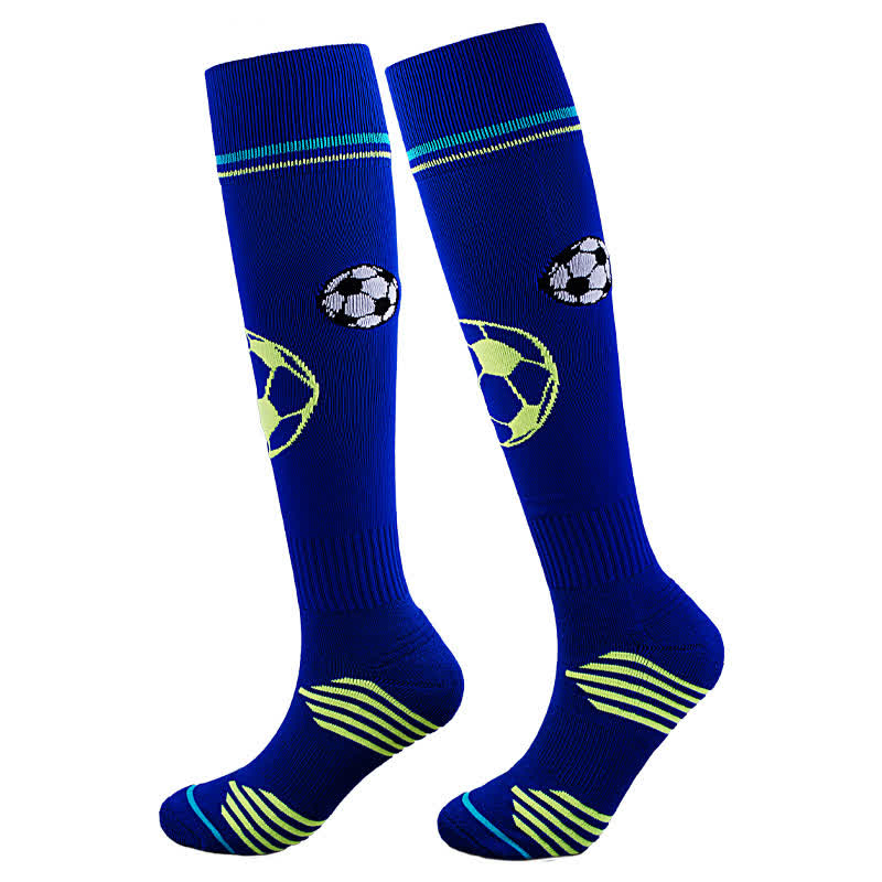 Cushioned Training Soccer Knee High Socks(2 Pairs) - Blue - L - image 4