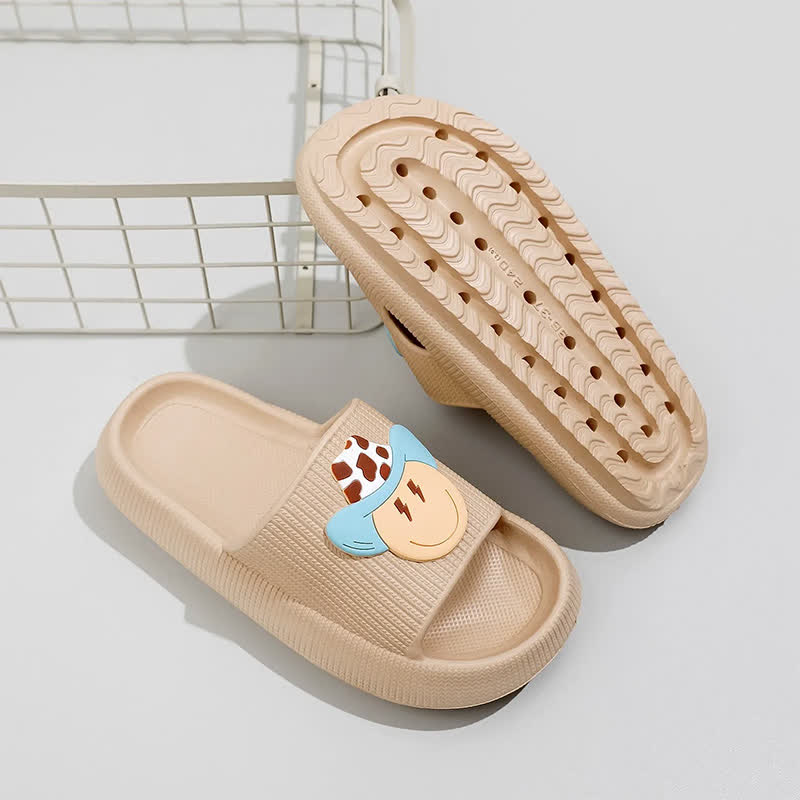 Smiley Denim Charm Cloud Cushion Slippers - image 4