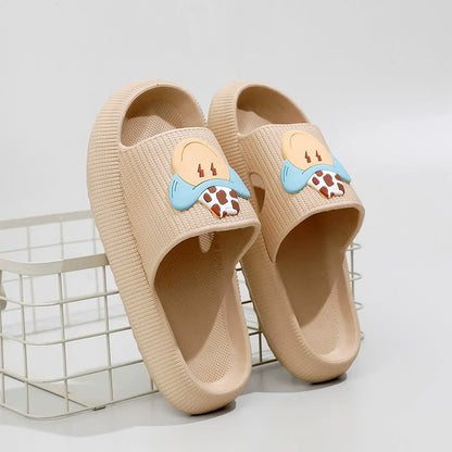 Smiley Denim Charm Cloud Cushion Slippers - Khaki - EU44-45(US10-11) - image 5