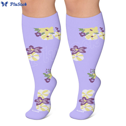 Plus Size Floral Compression Socks(4 Pairs) - image 5