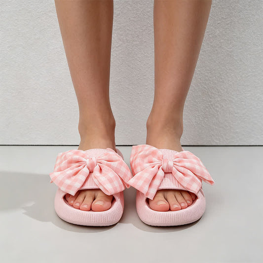 Bow Check Platform Slippers - image 0
