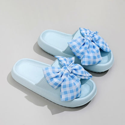 Bow Check Platform Slippers - Blue - EU44-45(US10-11) - image 4