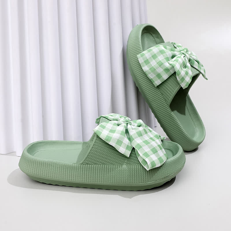Bow Check Platform Slippers - Green - EU44-45(US10-11) - image 3
