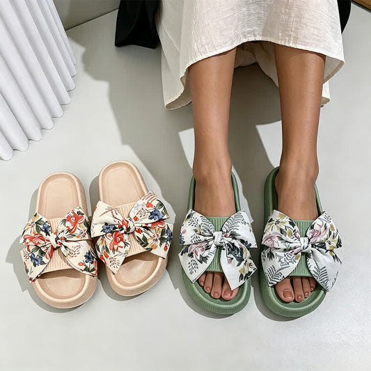 Floral Bow Platform Slippers - image 0