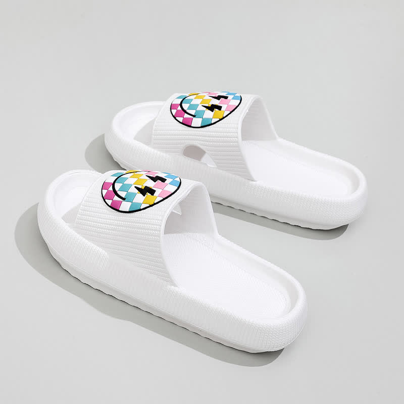 Rainbow Smiley Thick Sole Slide Slippers - White - EU44-45(US10-11) - image 6