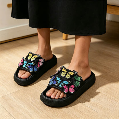 Colorful Butterfly Cloud Platform Slide Slippers - image 0