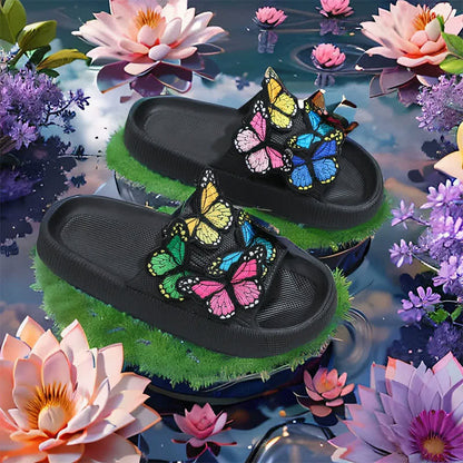 Colorful Butterfly Cloud Platform Slide Slippers - image 1