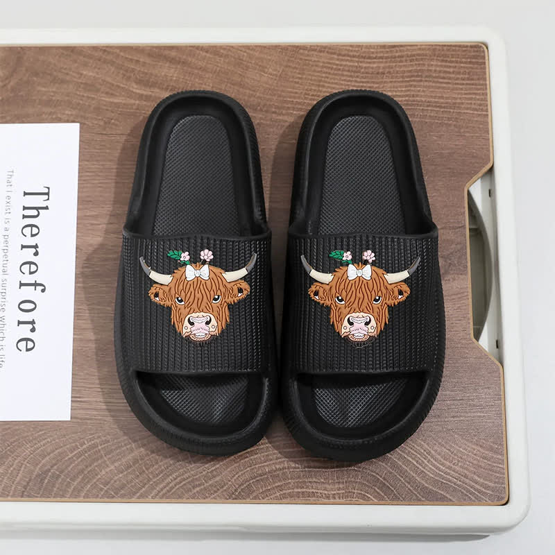 Highland Cow Cloud Cushion Platform Slippers - Black - EU44-45(US10-11) - image 5