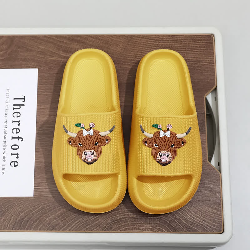 Highland Cow Cloud Cushion Platform Slippers - Yellow - EU44-45(US10-11) - image 4