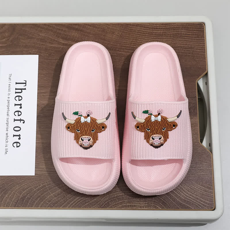 Highland Cow Cloud Cushion Platform Slippers - Pink - EU44-45(US10-11) - image 9