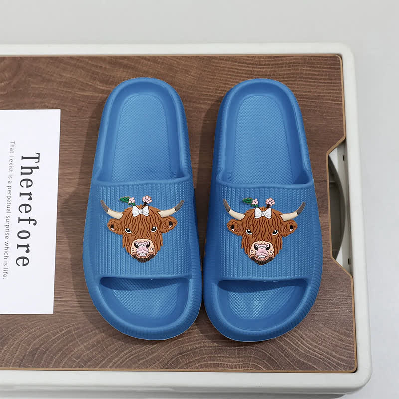 Highland Cow Cloud Cushion Platform Slippers - Navy Blue - EU44-45(US10-11) - image 8
