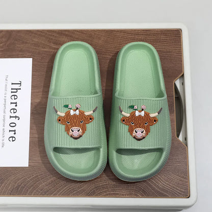 Highland Cow Cloud Cushion Platform Slippers - Green - EU44-45(US10-11) - image 6
