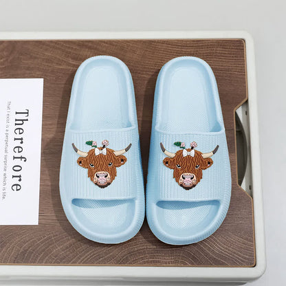 Highland Cow Cloud Cushion Platform Slippers - Blue - EU44-45(US10-11) - image 7