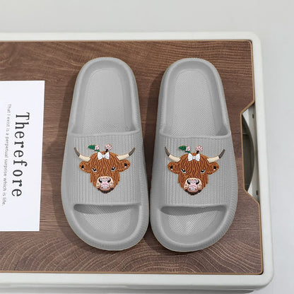 Highland Cow Cloud Cushion Platform Slippers - Grey - EU44-45(US10-11) - image 13